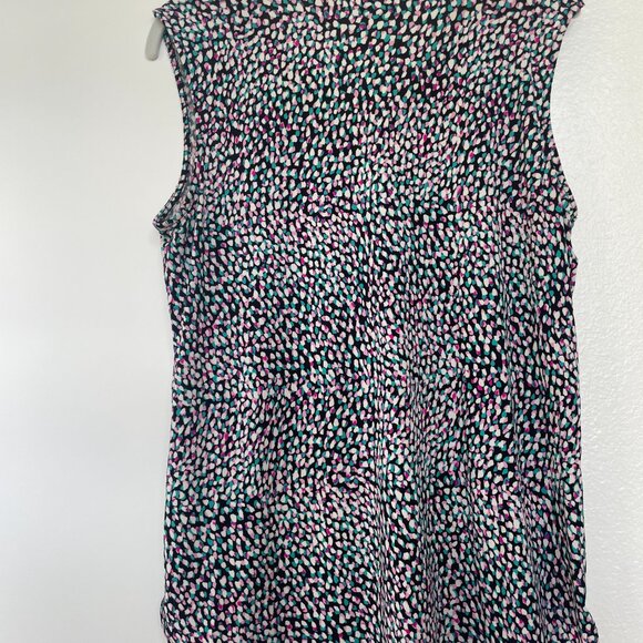 Chaus Sleeveless Blouse in‎ Colorful, Abstract Dot Print, Zipper Front,  Size M - Picture 2 of 5
